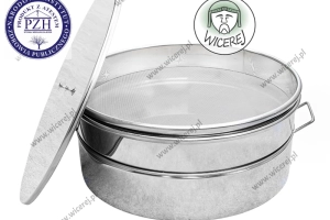 Nierdzewny Odstojnik Pojemnik do miodu poj. 30L z Sitem Do niskich miodarek